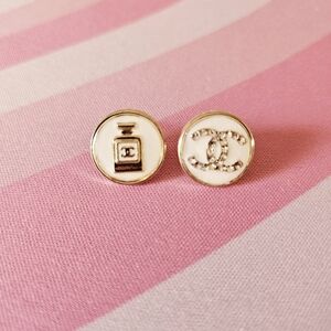CHANEL Gold and White Earrings